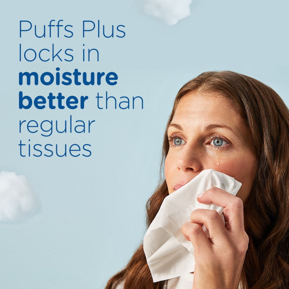Puffs Plus Lotion Facial Tissue, 4 Mega Cube Boxes, 72 Tissues Per Box