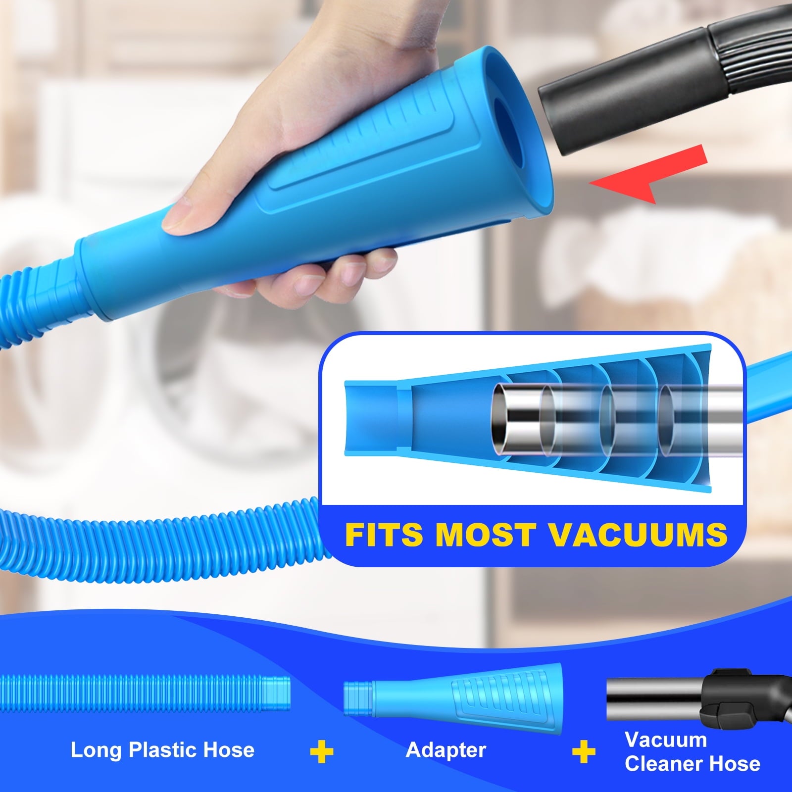 DRYVENCK Dryer Vent Cleaner Kit and Dryer Lint Brush Vacuum Hose Attachment Brush Lint Remover Power Washer and Dryer Vent Vacuum Hose Replacement Parts(Blue)
