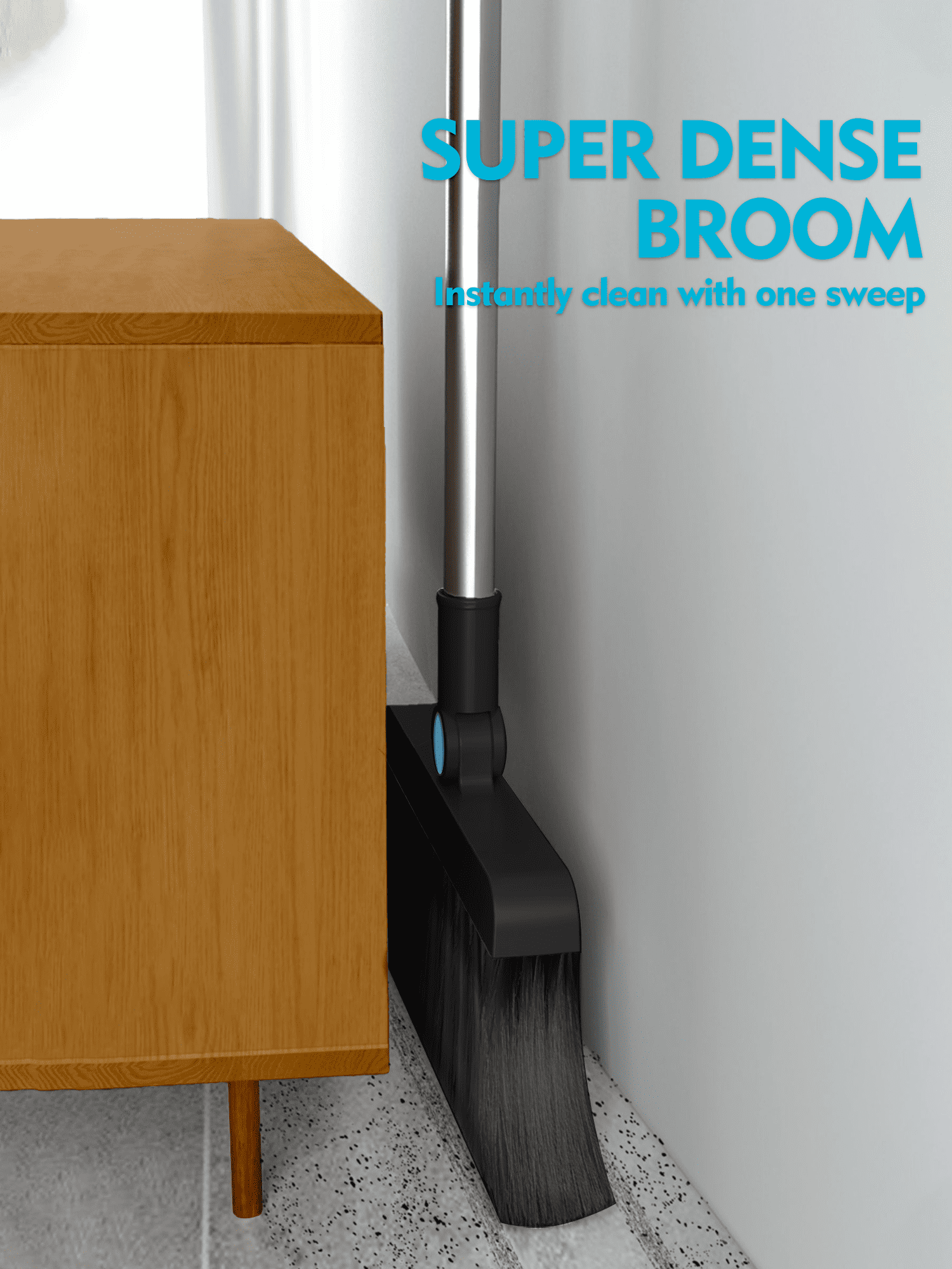 BIMZUC Broom and Dust Pan Combo,Steel Broom and Dustpan Set for Home,Dust Pan with 56.9" Long Handle