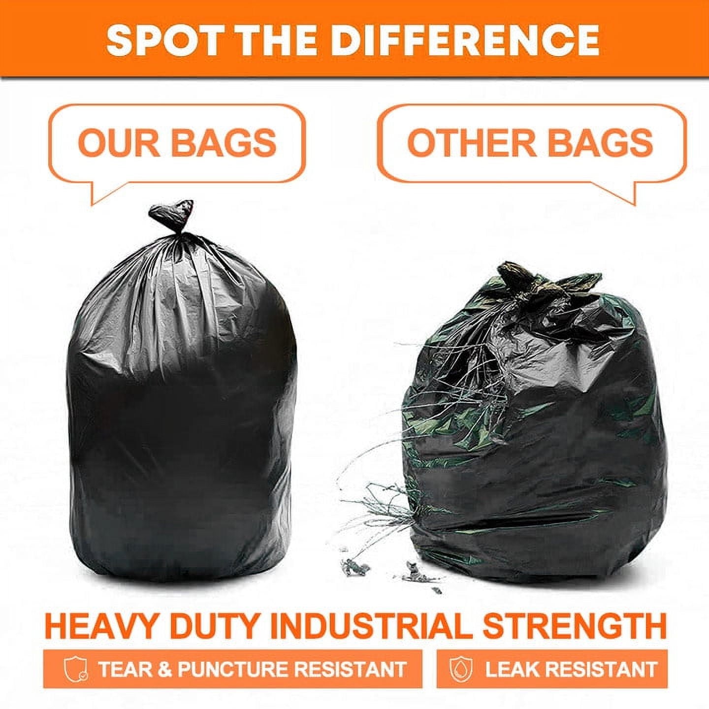 55 Gallon Trash Bags, Heavy Duty Outdoor Garbage Bags (60 Count) for Waste, Lawn and Leaf ,1.5 Mil