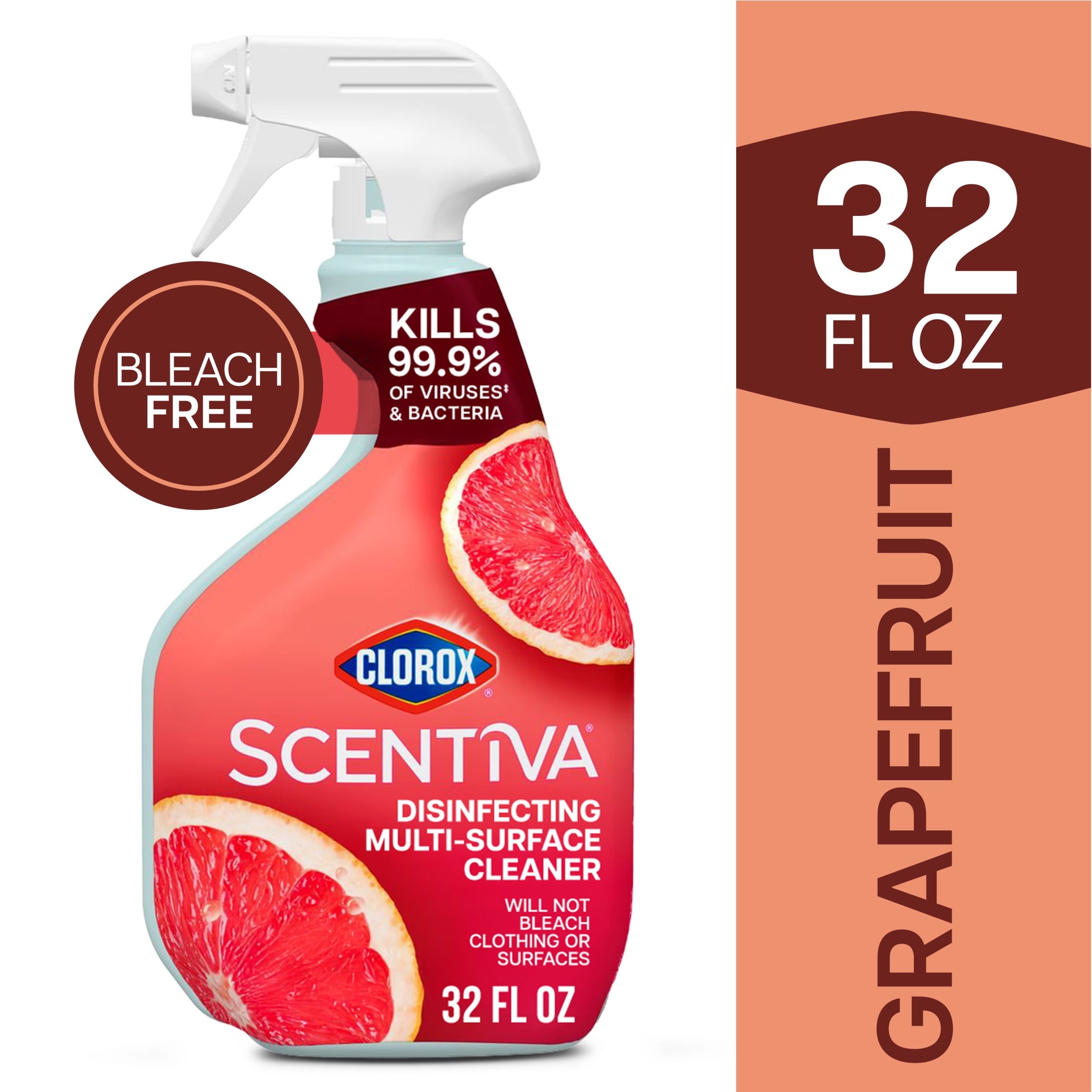 Clorox Scentiva Bleach-Free Multi-Surface Cleaner Spray, Grapefruit & Orange Blossom, 32 fl oz