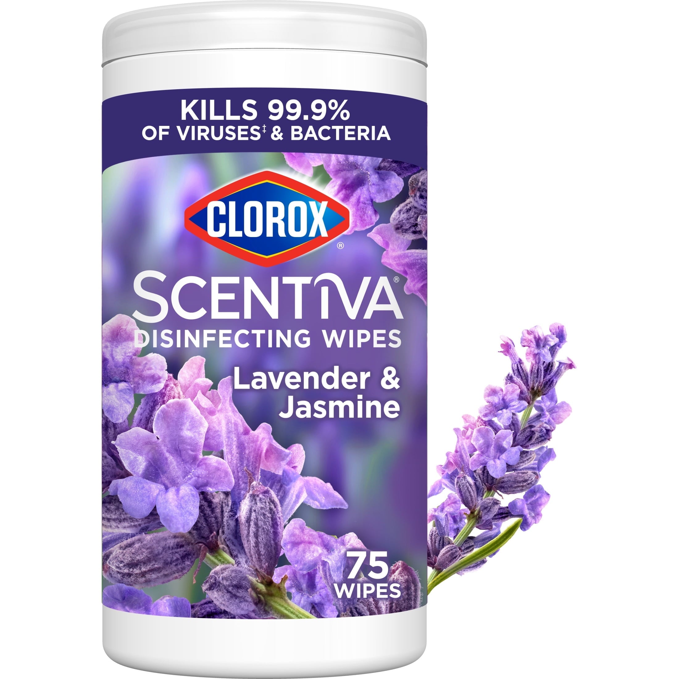 Clorox Scentiva Disinfecting Wipes, Lavender and Jasmine, 75 Count
