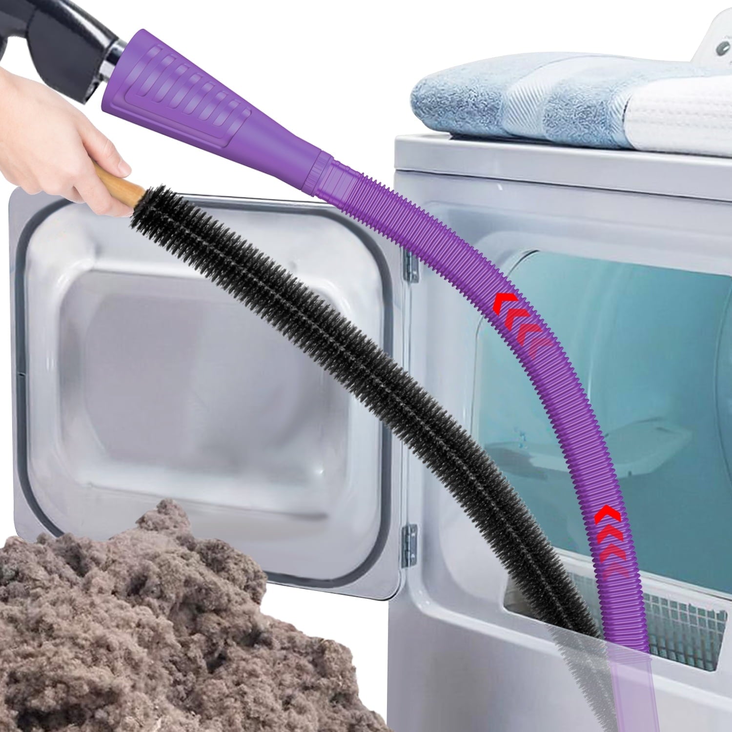 DRYVENCK Dryer Vent Cleaner Kit and Dryer Lint Brush Vacuum Hose Attachment Brush Lint Remover Power Washer and Dryer Vent Vacuum Hose Replacement Parts(Blue)