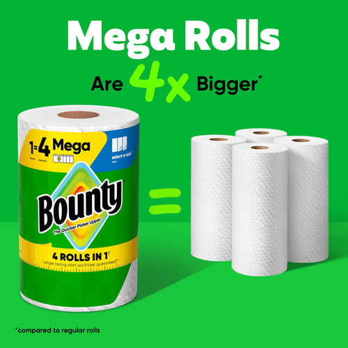 Bounty Paper Towels Select-A-Size White, 6 Mega Rolls, 164 Sheets per Roll