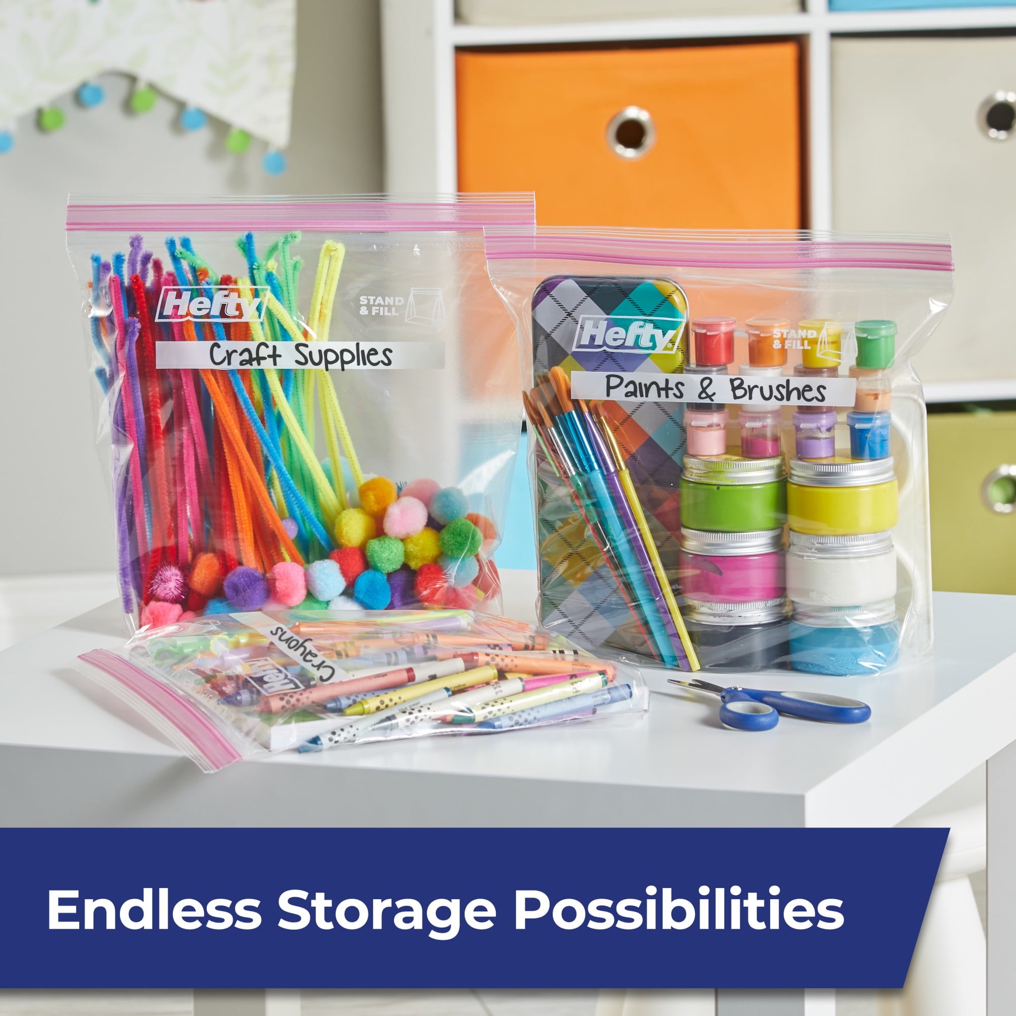 Hefty Press to Close Gallon Food Storage Bags, 40 Count