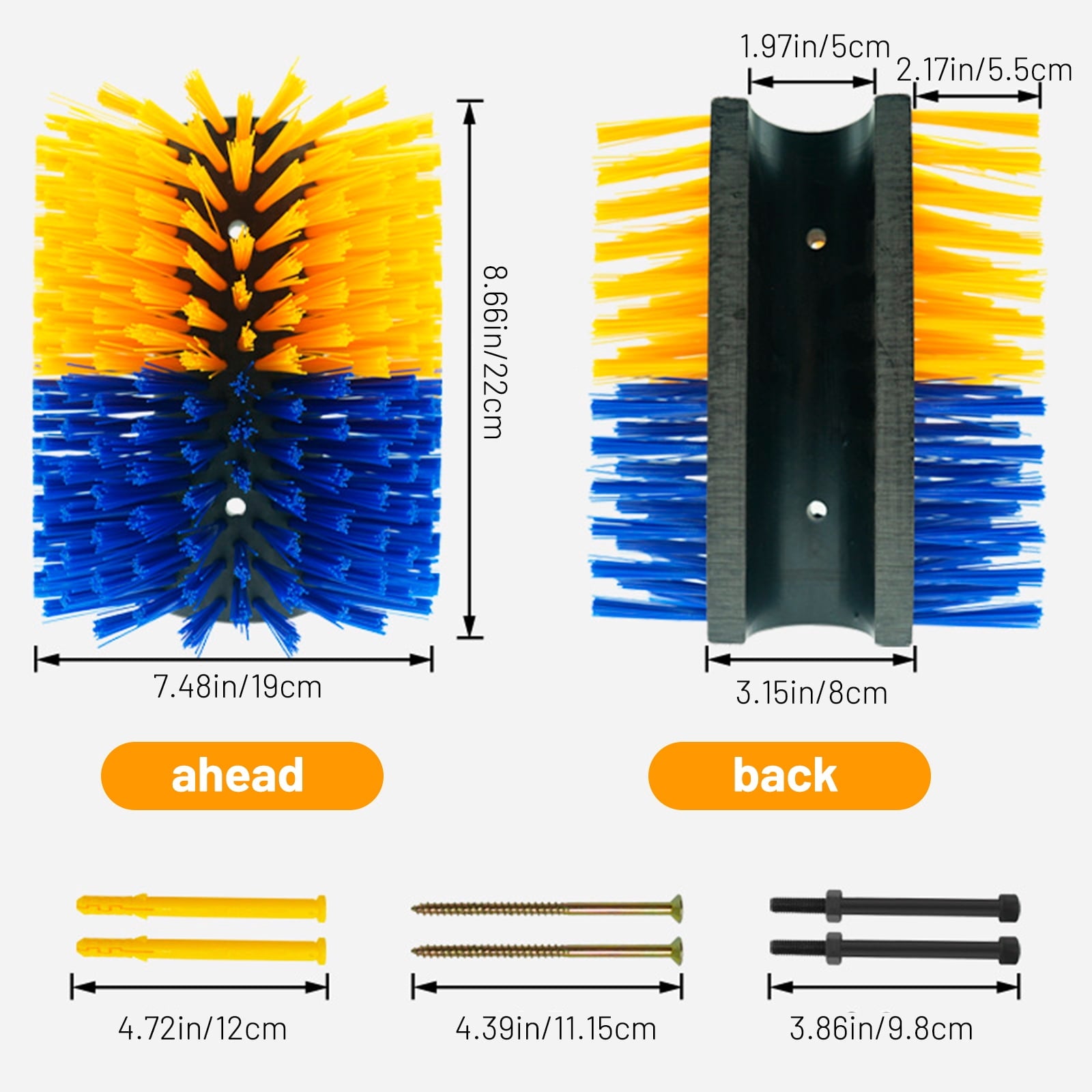 2PCS Livestock Scratch Brushes, Horse Scratcher Full Massage Brush Kit, Relieve Itching on Back, for Horse, Cattle, Sheep, Pig, Yellow