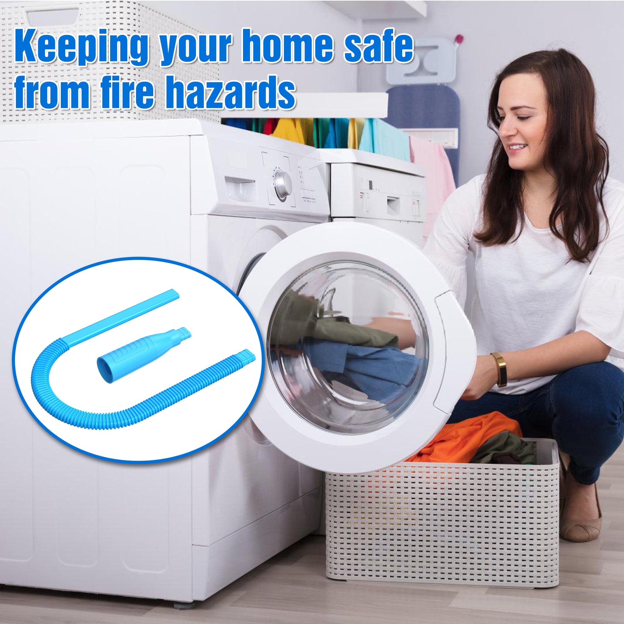 DRYVENCK Dryer Vent Cleaner Kit and Dryer Lint Brush Vacuum Hose Attachment Brush Lint Remover Power Washer and Dryer Vent Vacuum Hose Replacement Parts(Blue)